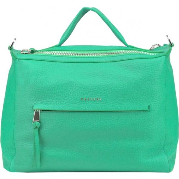 Borsa a tracolla con manico in pelle martellata con zip made italy con scomparti Orciani