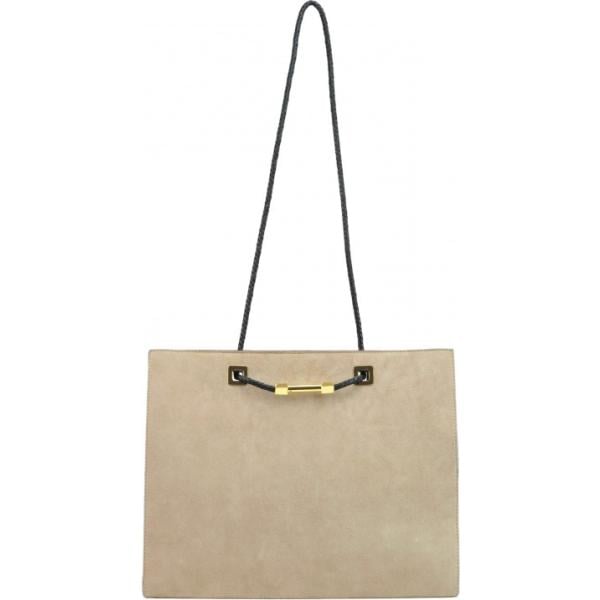 Borsa a tracolla tote made italy con stampa effetto scamosciato con zip e manico Zanchetti