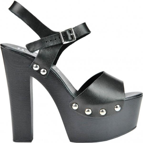 Sandali maxi con borchie e tacco e plateau con cinturino open toe made italy Hops