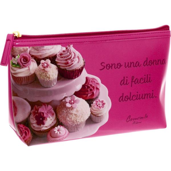 pochette Camomilla Milano rosa con stampe