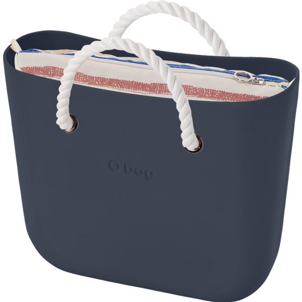 borse a spalla O bag blu con stampe
