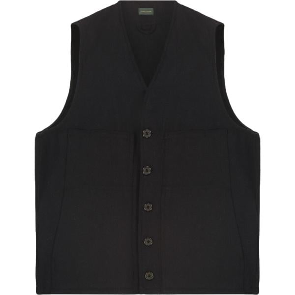 Gilet da uomo in nero pece collo a v monopetto in lana Doppelganger