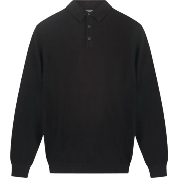 Polo da uomo in nero pece lavorato a maglia in lana Doppelganger