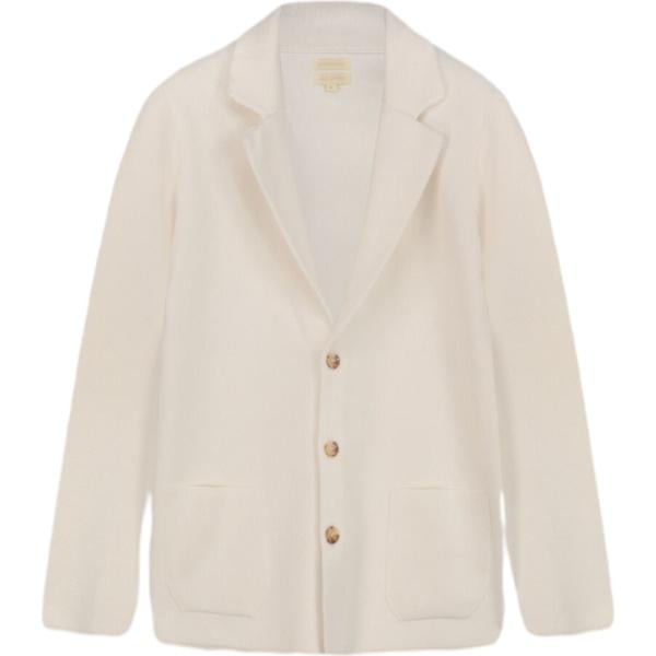 Cardigan da uomo in bianco avorio lavorato a maglia monopetto Doppelganger