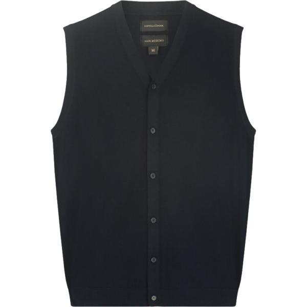 Gilet da uomo in blu medio collo a v con bottoni in lana Doppelganger