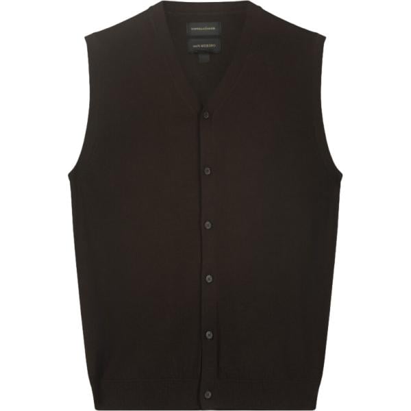 Gilet da uomo in marrone scuro collo a v con bottoni in lana Doppelganger