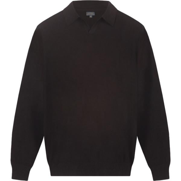 Polo da uomo in nero pece lavorato a maglia collo a polo in cotone Doppelganger