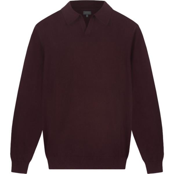 Polo da uomo in viola scuro lavorato a maglia collo a polo in cotone Doppelganger