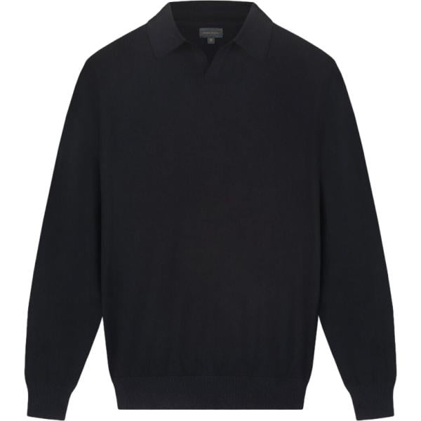 Polo da uomo in nero pece lavorato a maglia collo a polo in cotone Doppelganger