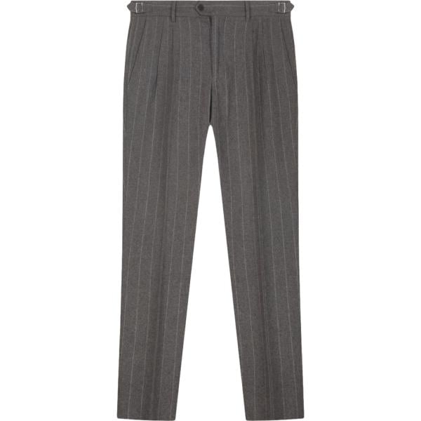 Pantaloni da uomo intero in grigio scuro a righe in lana Doppelganger Doppelganger