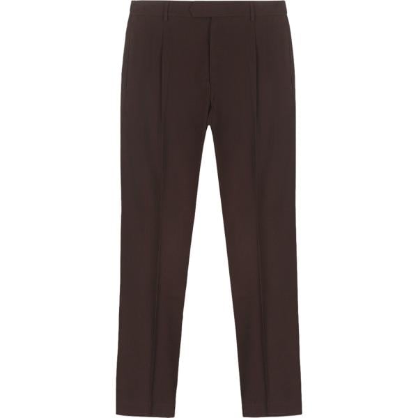 Pantaloni da uomo in marrone scuro cropped con cinturino Doppelganger
