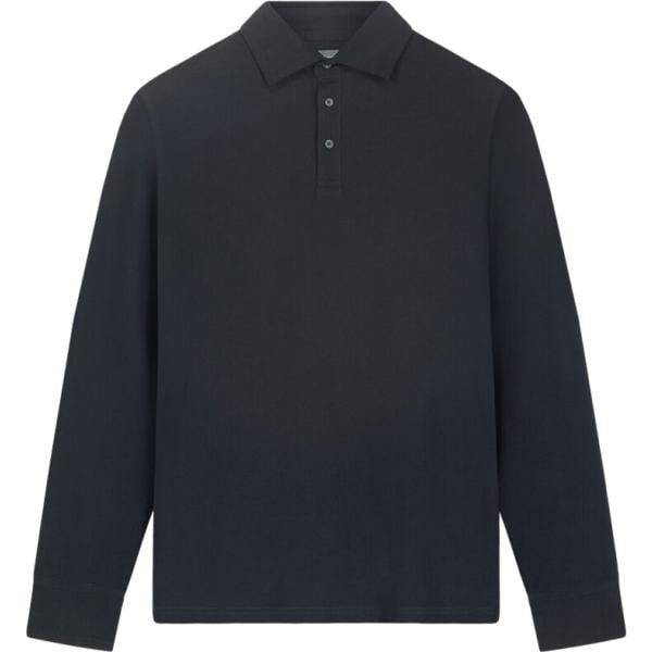 Polo da uomo in blu scuro collo classico a maniche lunghe in cotone Doppelganger