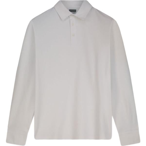 Polo da uomo in bianco avorio collo classico a maniche lunghe in cotone Doppelganger