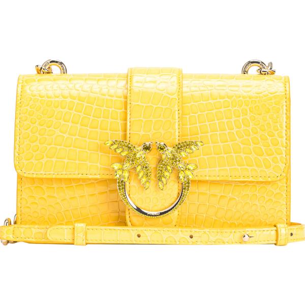 borse a spalla Pinko giallo con stampe