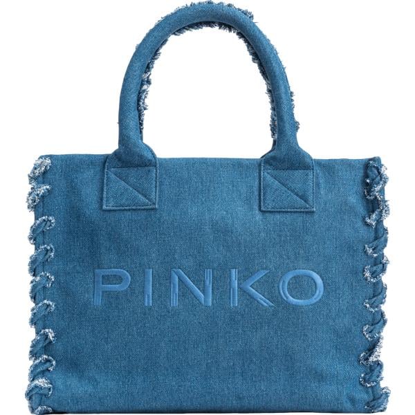 shopping bag Pinko blu tinta unita