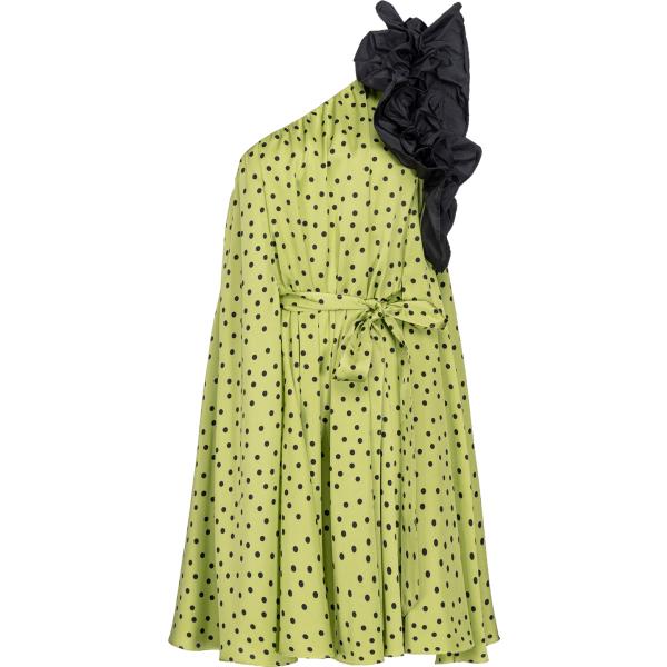 vestiti asimmetrici Pinko verde a pois