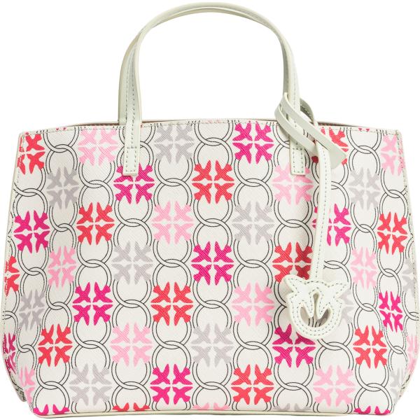shopping bag Pinko bianco con stampe