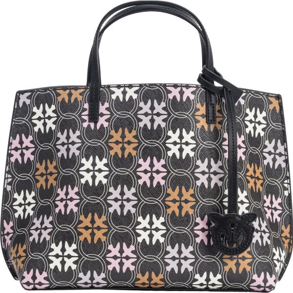 shopping bag Pinko grigio con stampe