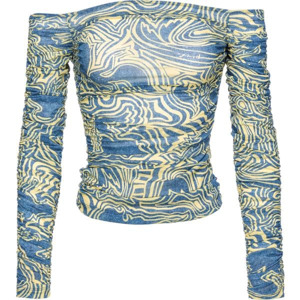 top Pinko blu con stampe