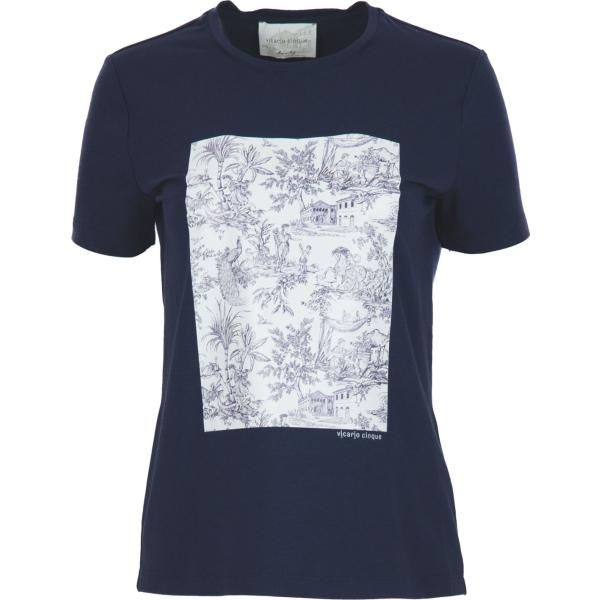 t-shirt Vicario Cinque blu con stampe