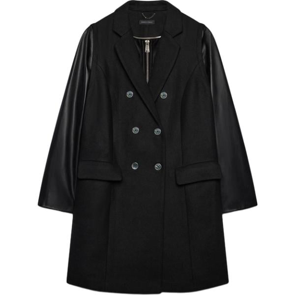 Cappotto da donna doppiopetto in nero pece collo con revers con zip in lana Fiorella Rubino Fiorella Rubino