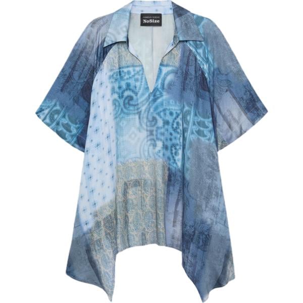 bluse Fiorella Rubino blu con stampe