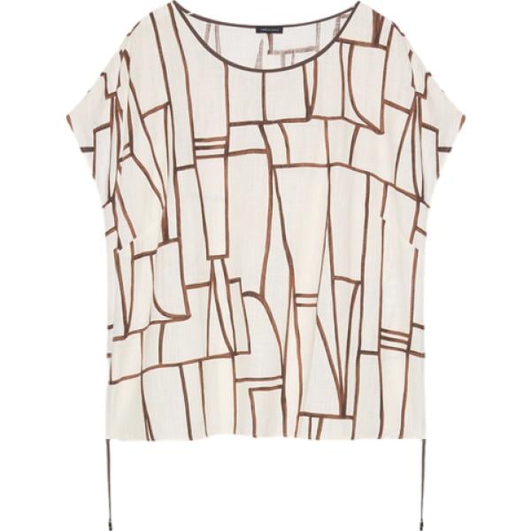 t-shirt Fiorella Rubino bianco geometrica