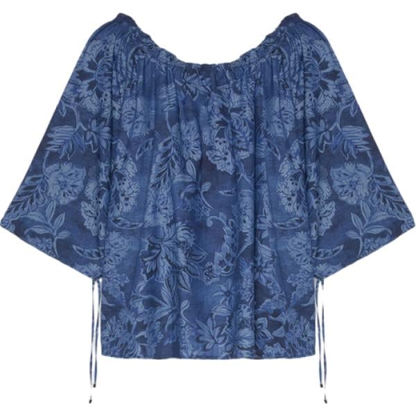 bluse Fiorella Rubino blu a fiori