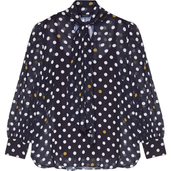 bluse Fiorella Rubino blu a pois