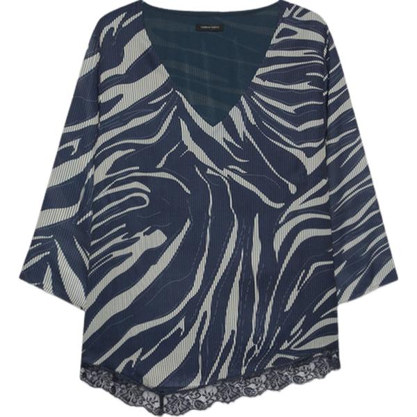 bluse Fiorella Rubino blu con stampe