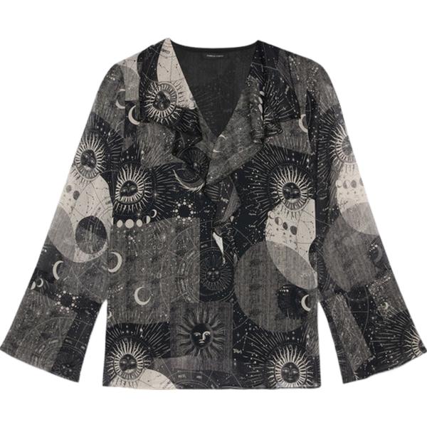 bluse Fiorella Rubino grigio con stampe