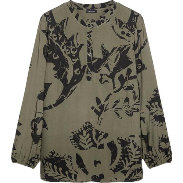 bluse Fiorella Rubino verde con stampe