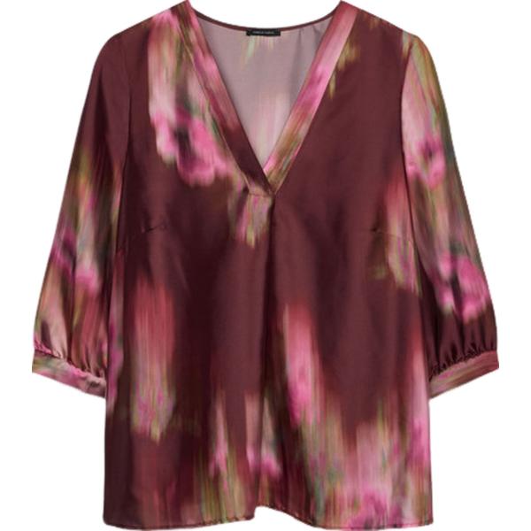 bluse Fiorella Rubino marrone con stampe
