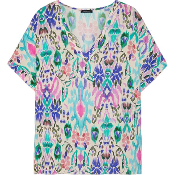 bluse Fiorella Rubino viola con stampe