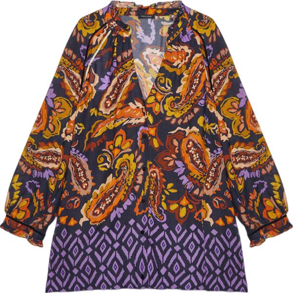 bluse Fiorella Rubino blu con stampe