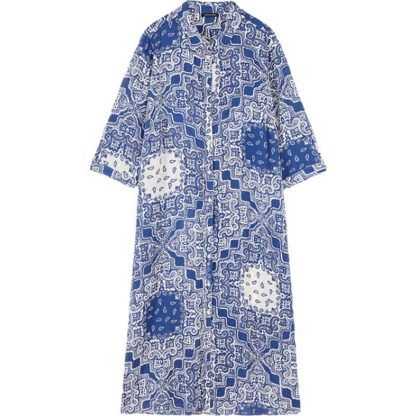 vestiti chemisier Fiorella Rubino blu con stampe