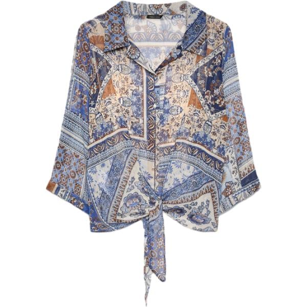 bluse Fiorella Rubino grigio con stampe