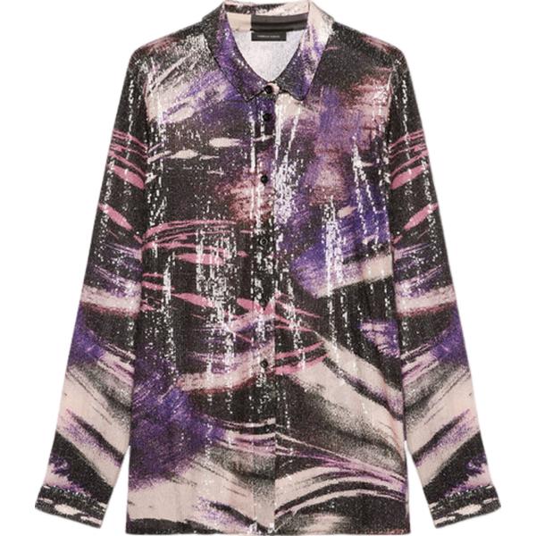 camicie Fiorella Rubino marrone con stampe