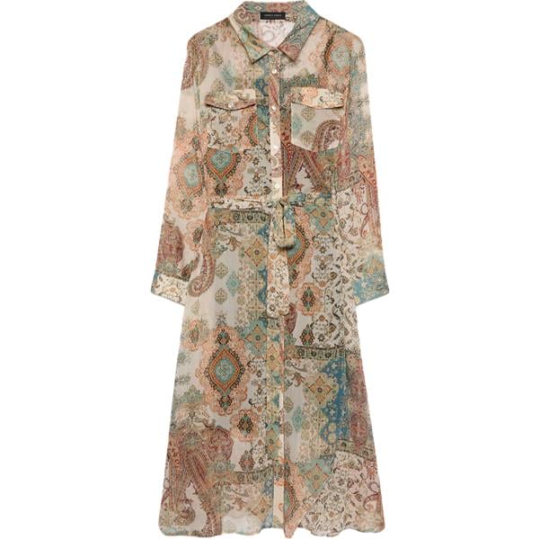 vestiti chemisier Fiorella Rubino marrone con stampe