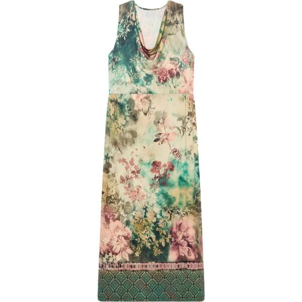 Vestito lungo da donna con stampe con scollo lungo senza maniche in poliestere Fiorella Rubino
