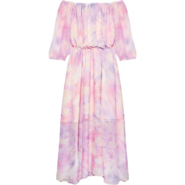 vestiti lunghi Fiorella Rubino rosa con stampe