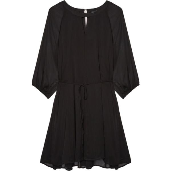 Vestito corto da donna in nero pece con ruches con scollo corto con lacci Fiorella Rubino