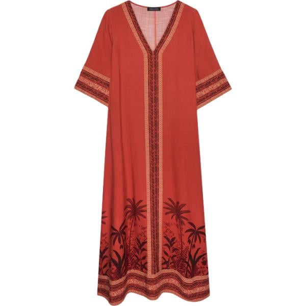 caftani Fiorella Rubino rosso con stampe
