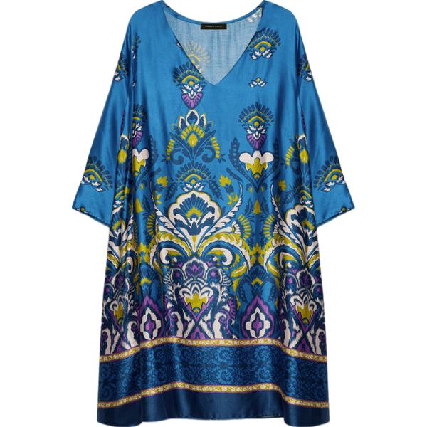 vestiti corti Fiorella Rubino blu con stampe