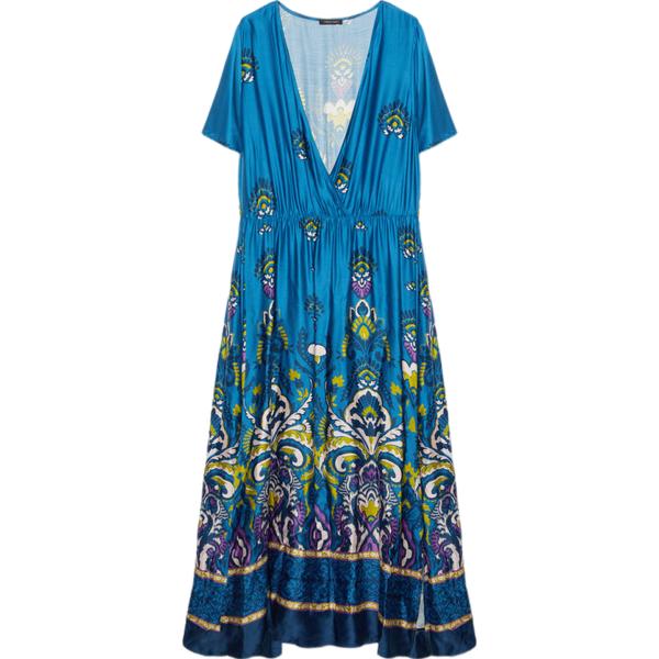 vestiti lunghi Fiorella Rubino blu con stampe
