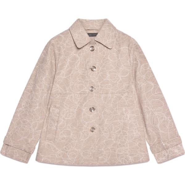 Cappotto da donna in beige sabbia con stampe collo classico monopetto con bottoni in viscosa Fiorella Rubino