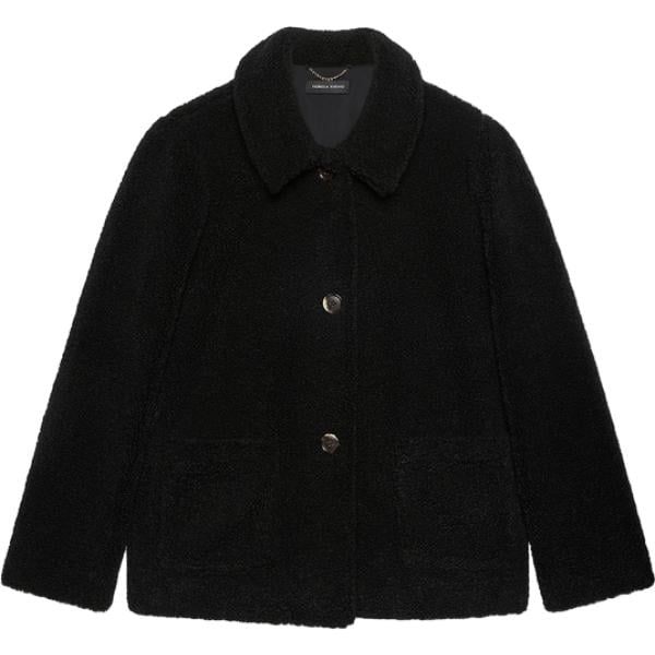 Cappotto da donna in nero pece a maniche lunghe con bottoni Fiorella Rubino Fiorella Rubino