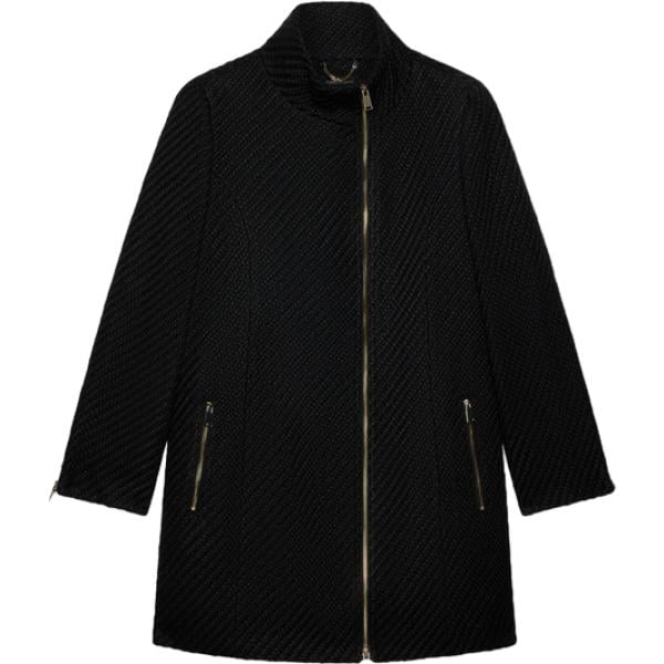 Cappotto da donna in nero pece lavorato a maglia collo alto con zip Fiorella Rubino Fiorella Rubino