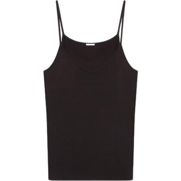 Canottiera da donna in nero pece con spalline in viscosa Fiorella Rubino