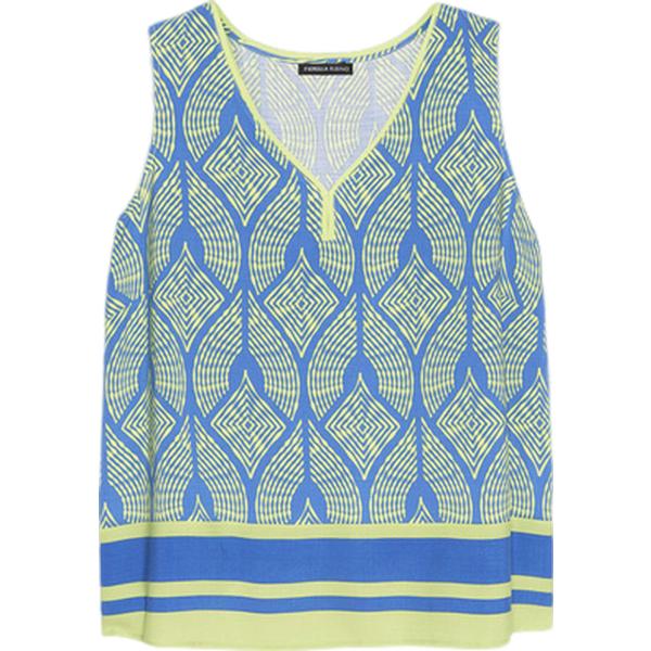 top Fiorella Rubino verde con stampe
